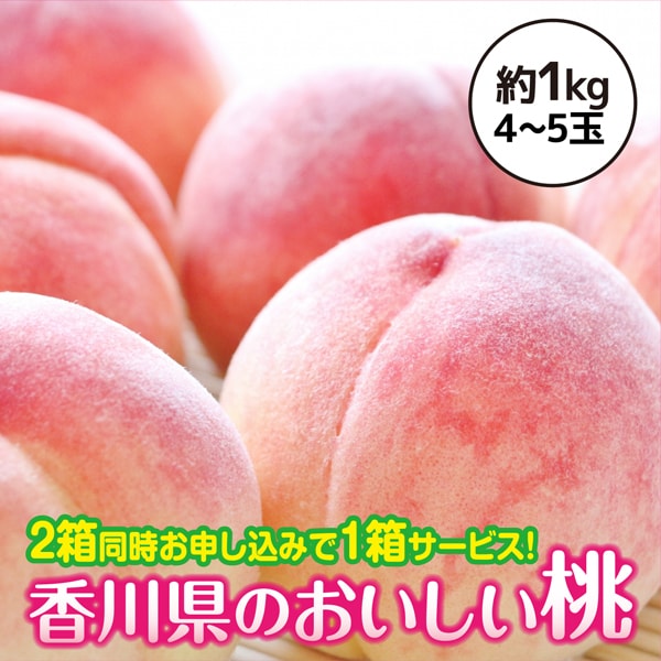 【予約受付】6/26~順次出荷【約1kg(4~5玉入)】香川県産 桃(もも) 四国最大の桃の産地