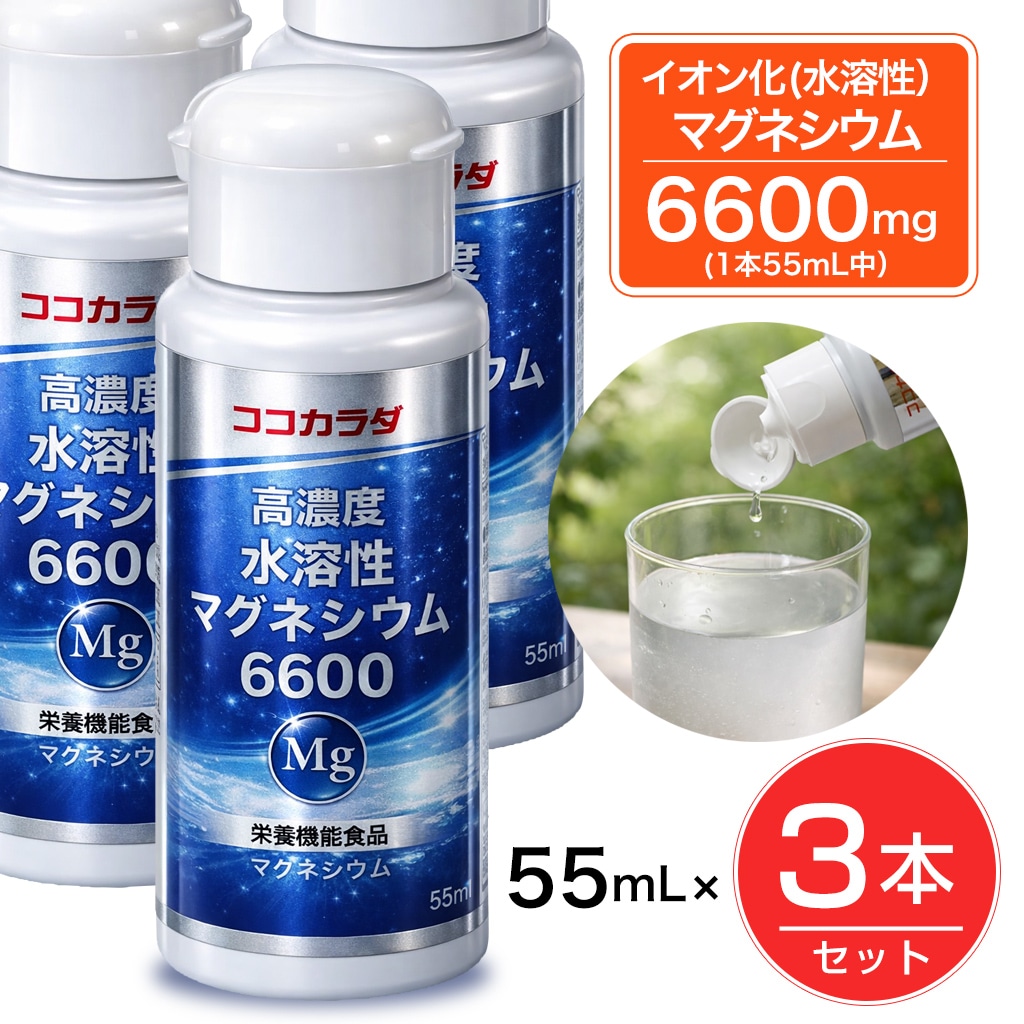 【3本セット】 ココカラダ 高濃度水溶性マグネシウム 6600mg 栄養機能食品 55ml