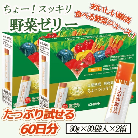 【日替わり数量限定】【計60袋】食物繊維が補える！長期熟成 植物発酵エキス入りちょー！スッキリ野菜ゼリー【先行チケット利用NG】