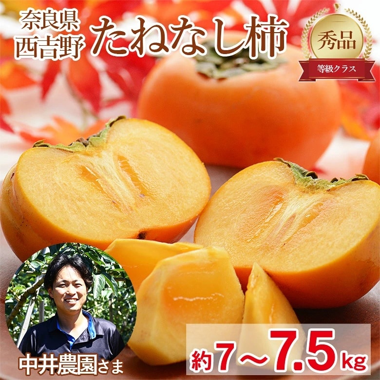 【予約受付】10/1~順次出荷【約7kg~7.5kg】《秀品》奈良県産 たねなし柿 平核無柿・刀根柿