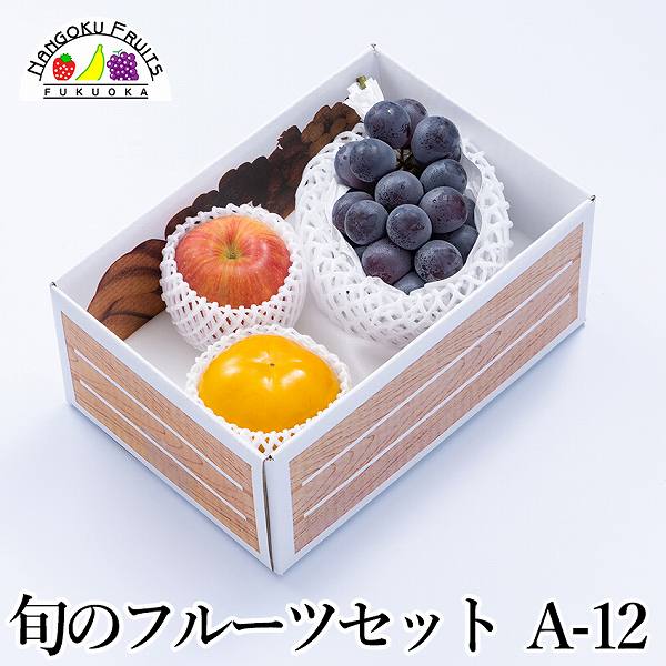 【予約受付】10月上旬~順次出荷　旬のフルーツセットA12（ピオーネ・柿・林檎）