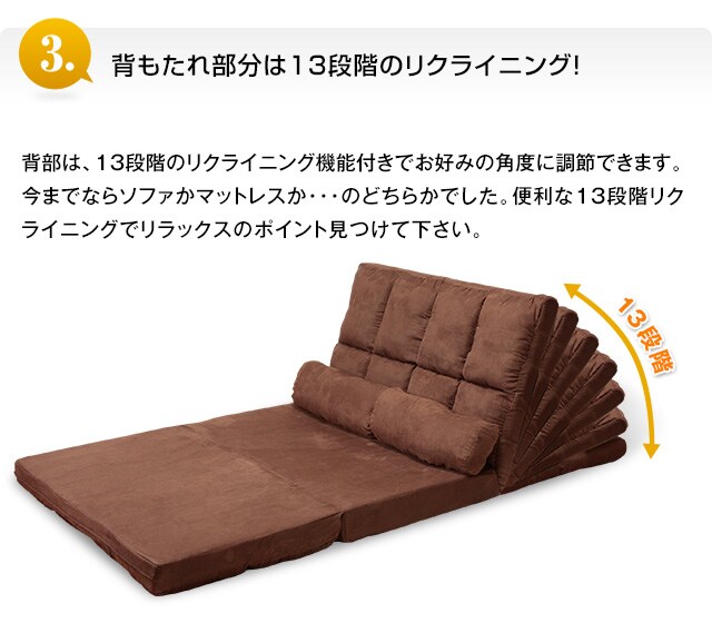 高反発リクライニングボリュームソファベッド送料込み RASIK（ラシク） 3WAY ソファベッド 2人掛け 肘付き 高反発ウレタン 体