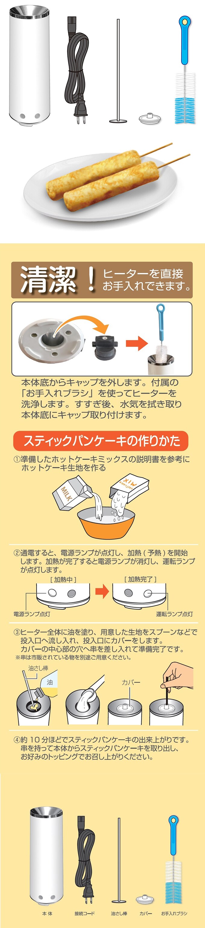 Roommate スティックパンケーキメーカー ホイップ Rm 61aを税込 送料込でお試し サンプル百貨店 ダイアモンドヘッド株式会社