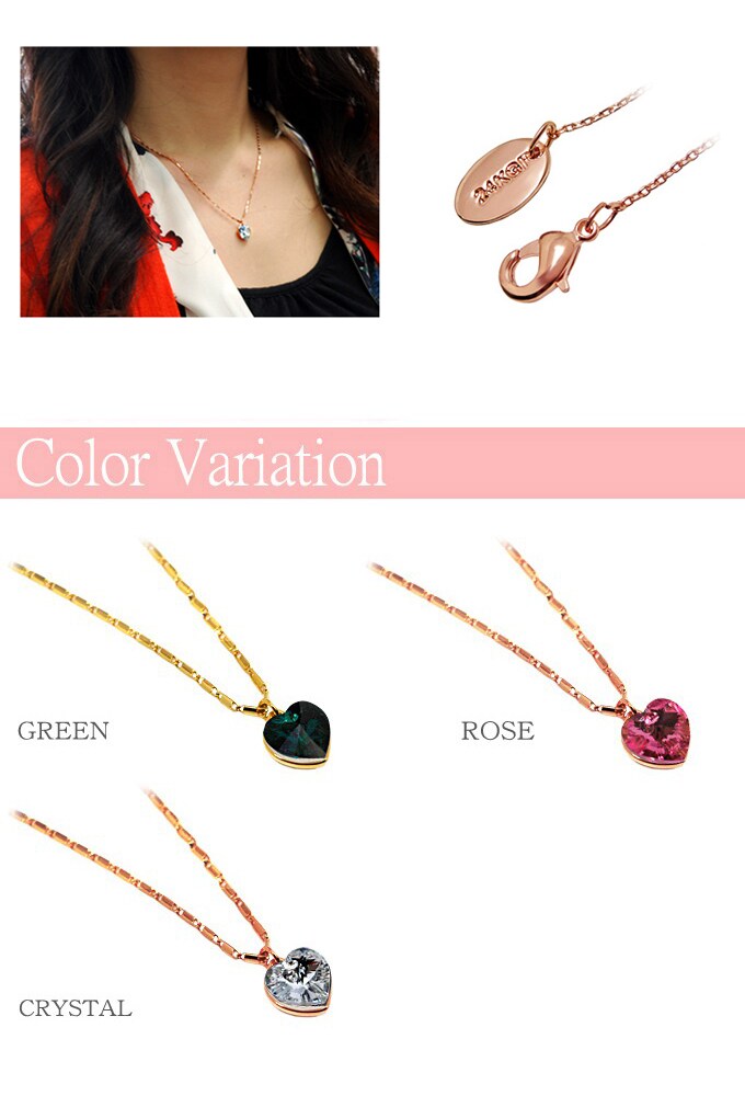 刻印入 大粒 スワロフスキー【 24金加工 ハート ネックレス】 定番の