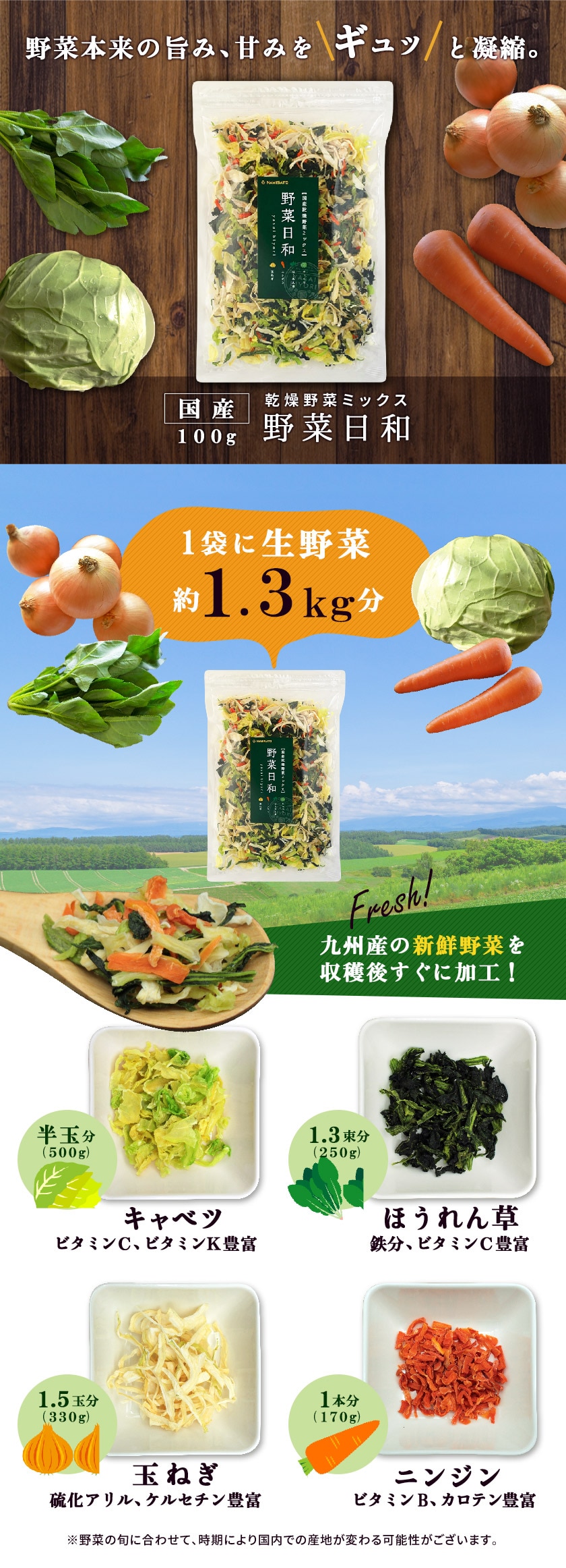 計300g 100g 3袋 国産乾燥野菜ミックス 野菜日和を税込 送料込でお試し サンプル百貨店 株式会社波里