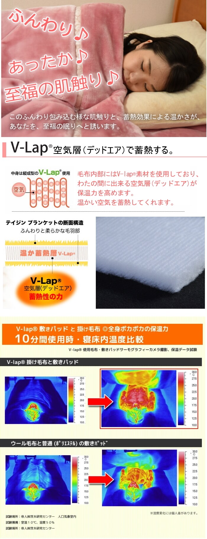シングル ピンク Teijin 帝人 V Lap あったか無地 掛け毛布 敷きパッドセットを税込 送料込でお試し サンプル百貨店 株式会社クリエイション